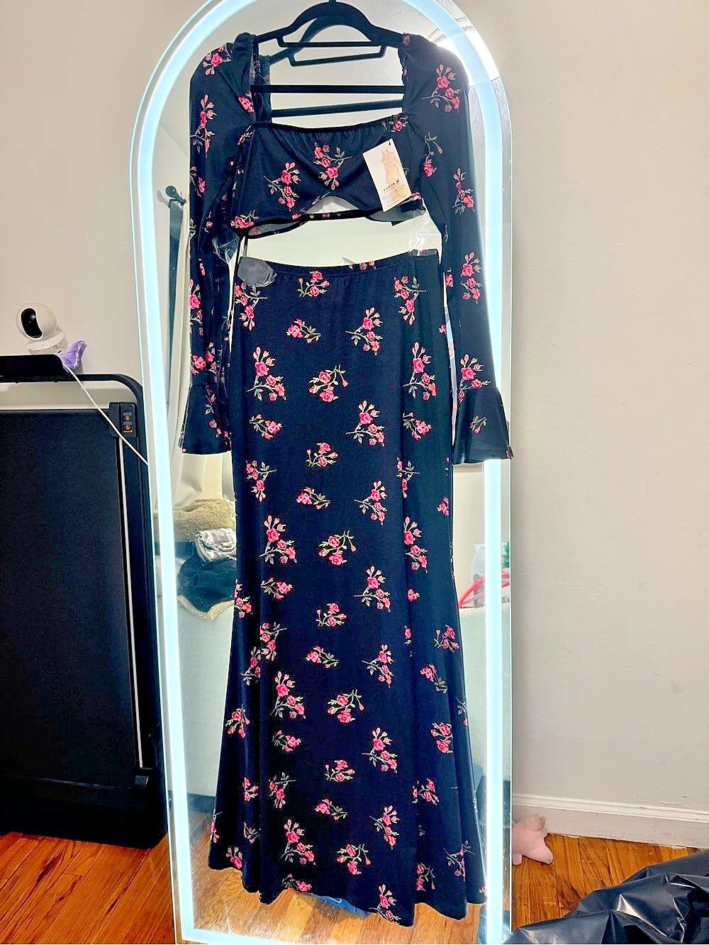 SHEIN Floral Black & Pink Maxi Dress